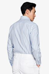 Light blue striped linen blend shirt