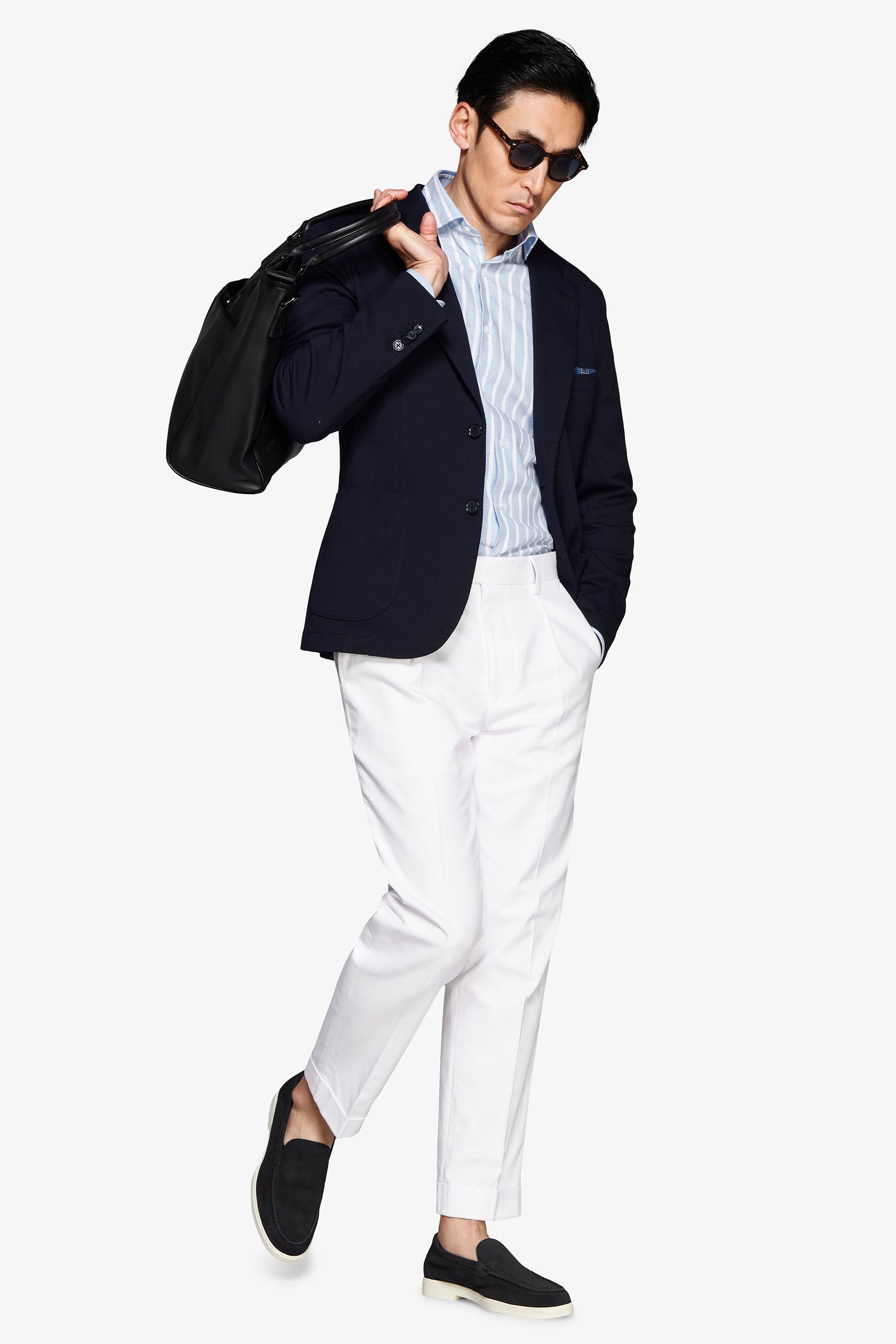 Giacca jersey operata blu-Dan John