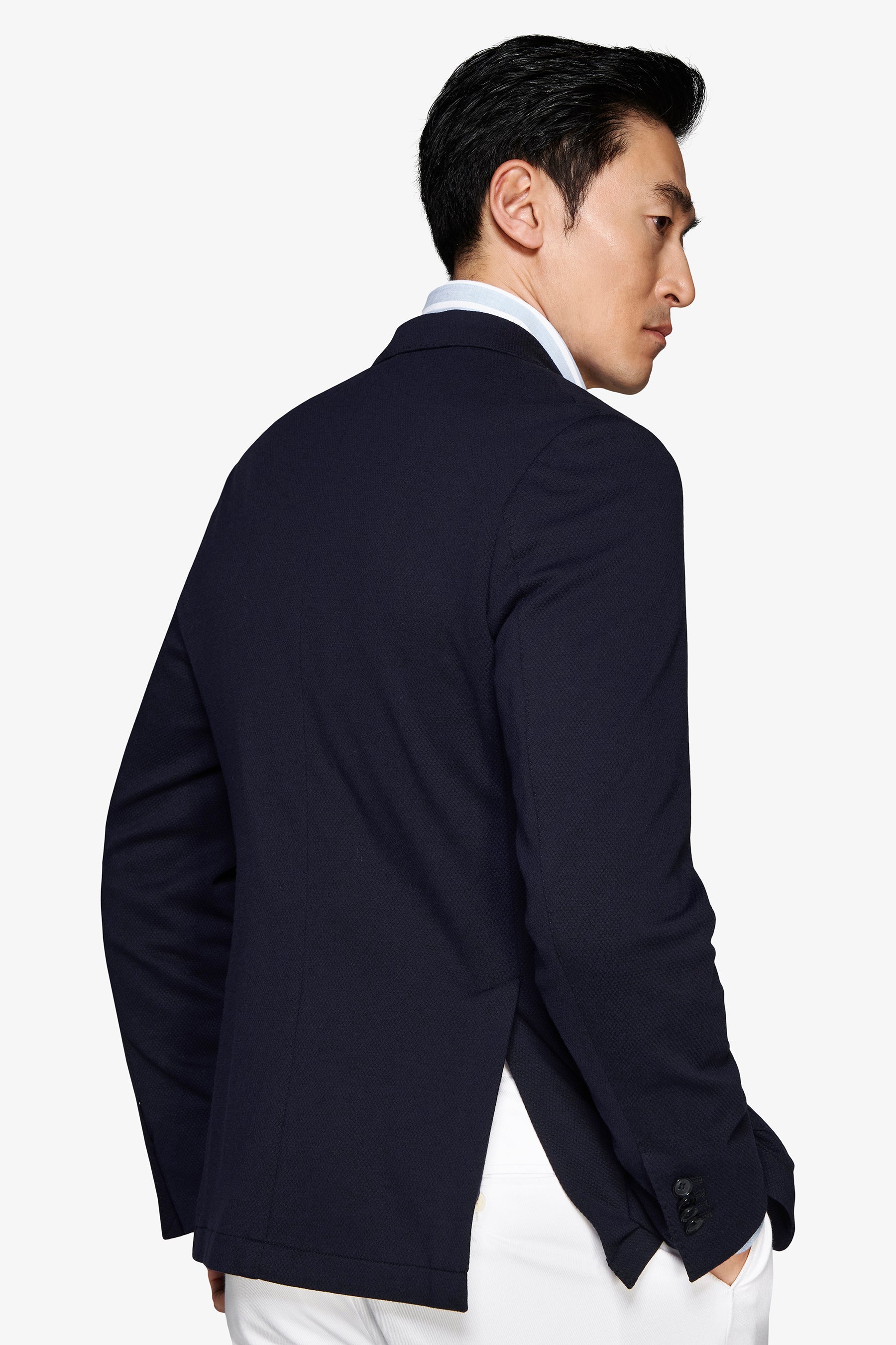Giacca jersey operata blu-Dan John