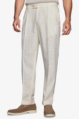 Linen blend trousers with butter pleats