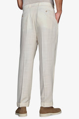 Linen blend trousers with butter pleats