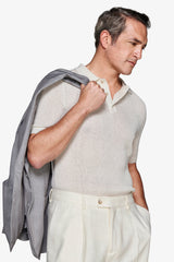 Butter linen blend knit polo shirt
