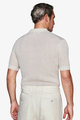 Butter linen blend knit polo shirt