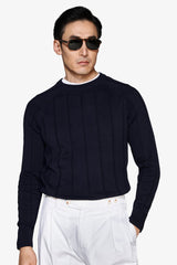 Maglia girocollo costa piatta navy-Dan John