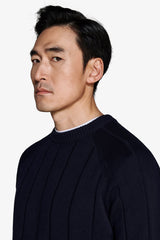 Maglia girocollo costa piatta navy-Dan John