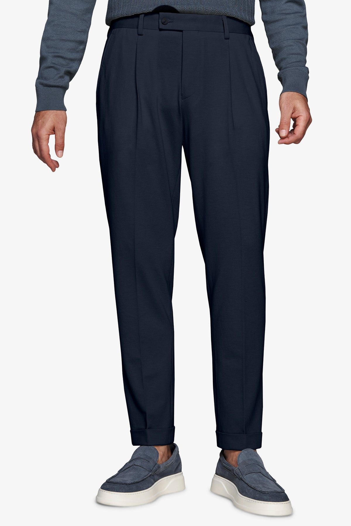 Blue stretch jersey trousers
