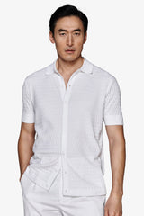 Camicia in maglia punto mattoncino bianca-Dan John