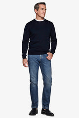 Maglia girocollo basic in cotone blu-Dan John