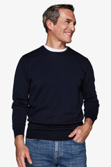 Maglia girocollo basic in cotone blu-Dan John