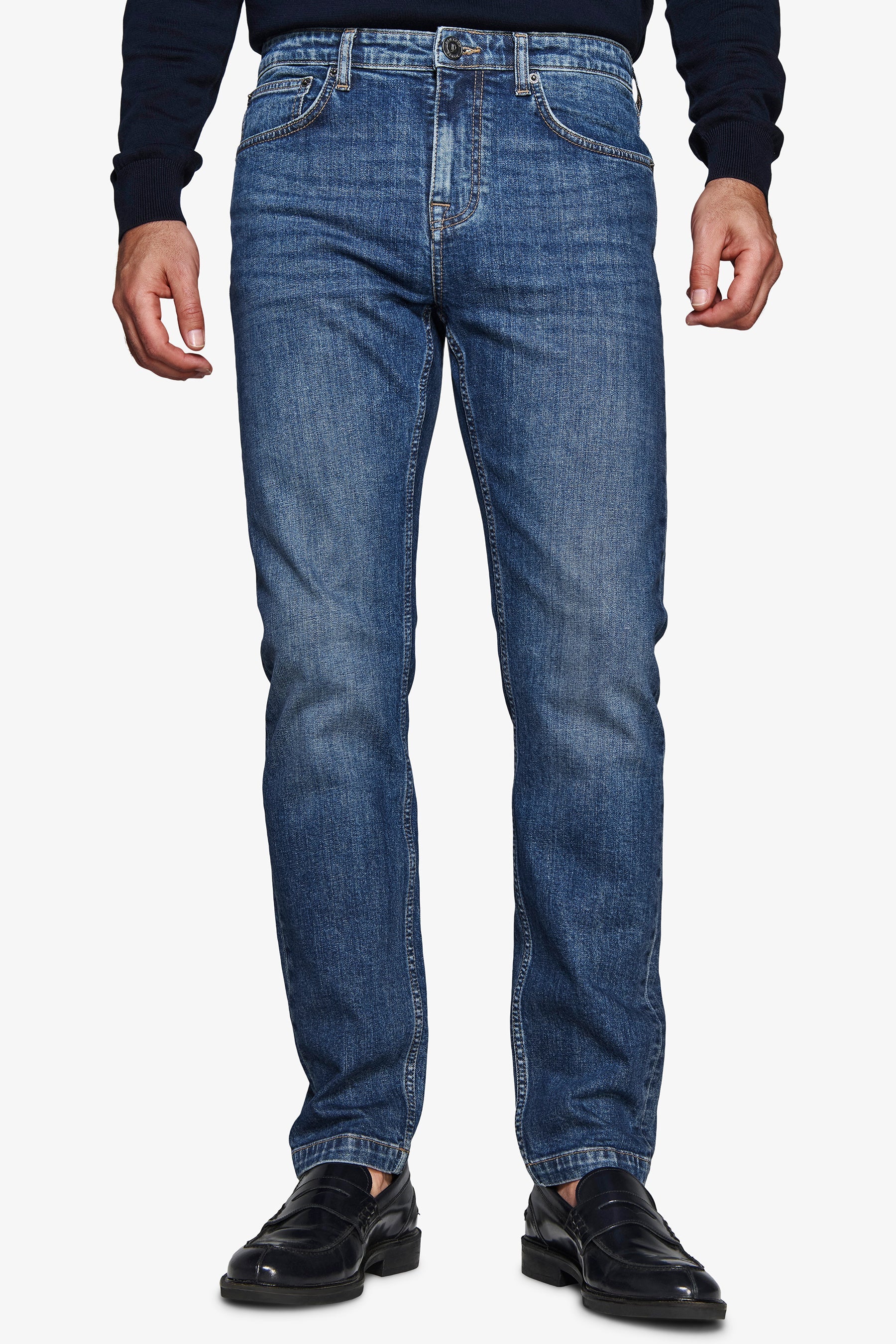 Pantaloni denim blu scuro-Dan John