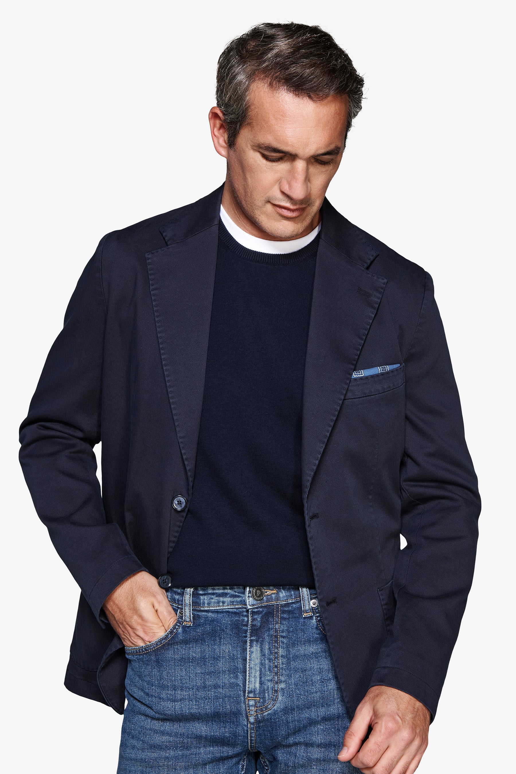 Giacca stretch armaturata blu-Dan John