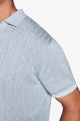 Polo in maglia treccia celeste DNJ-Dan John
