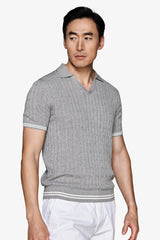 Polo in maglia treccia grigia DNJ-Dan John