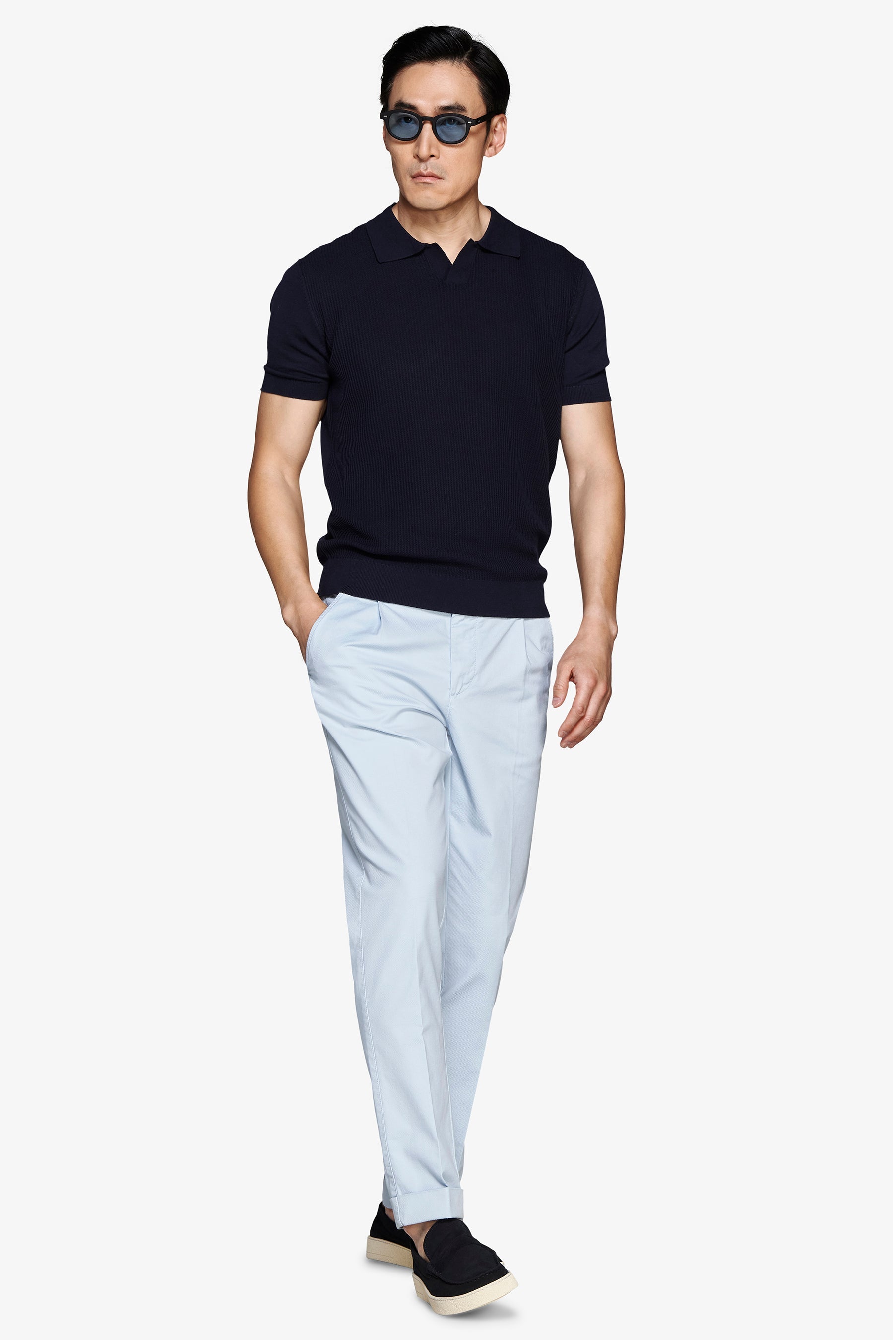 Polo in maglia armaturata navy-Dan John