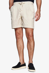 Sand linen blend Bermuda shorts