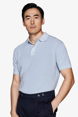 Polo in maglia punto pannocchia celeste-Dan John