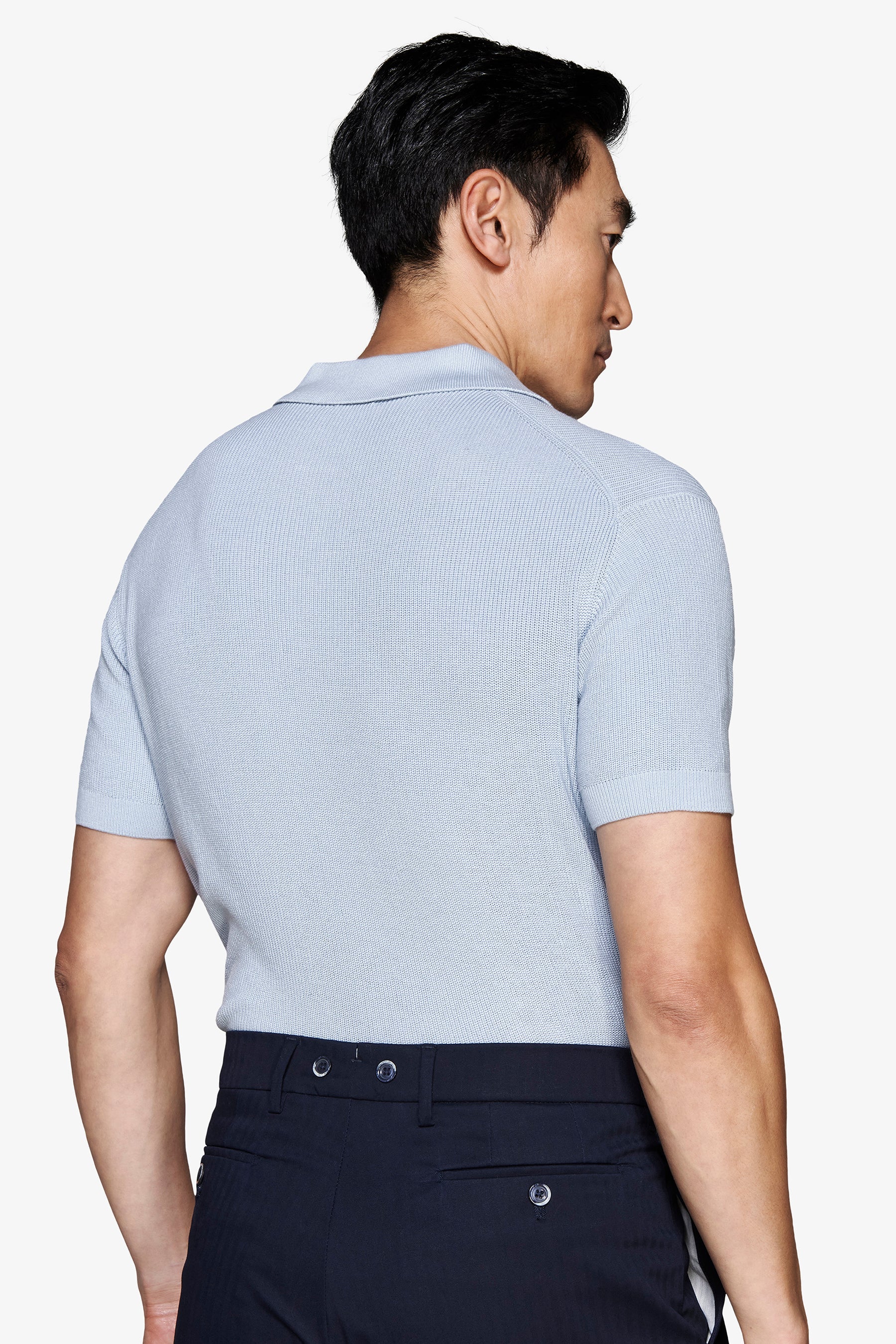 Polo in maglia punto pannocchia celeste-Dan John