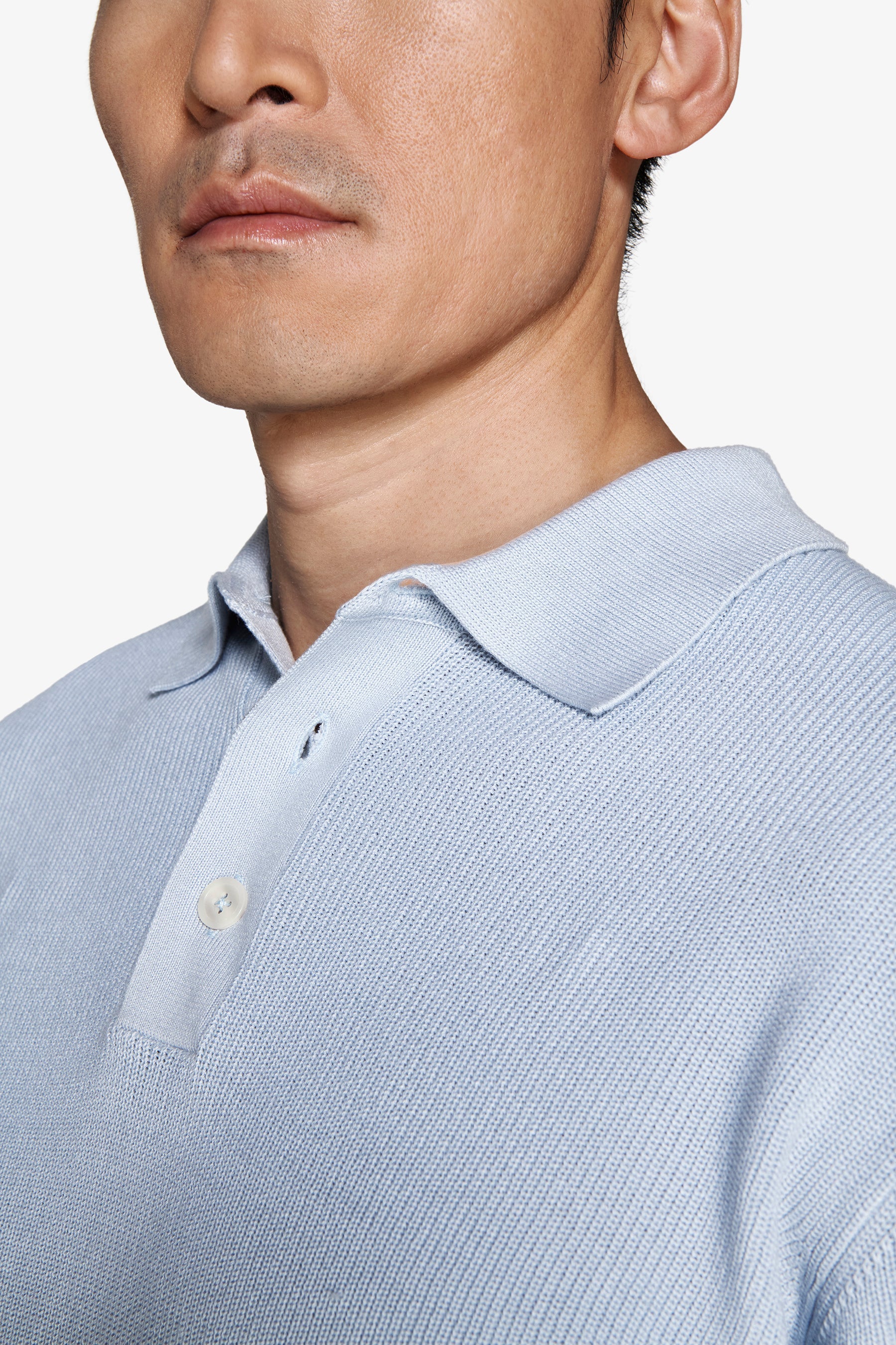 Polo in maglia punto pannocchia celeste-Dan John