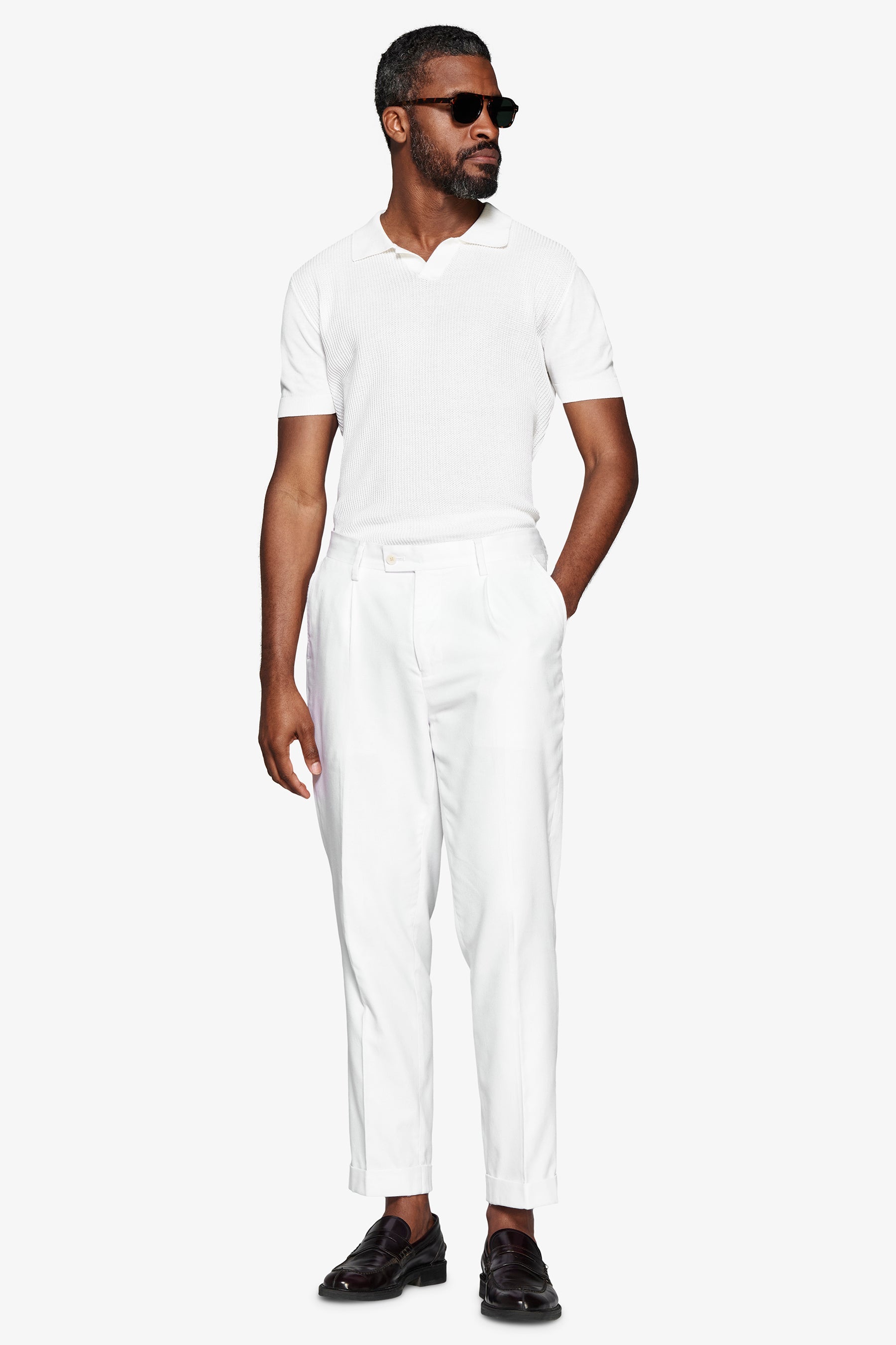 Polo in maglia armaturata panna-Dan John