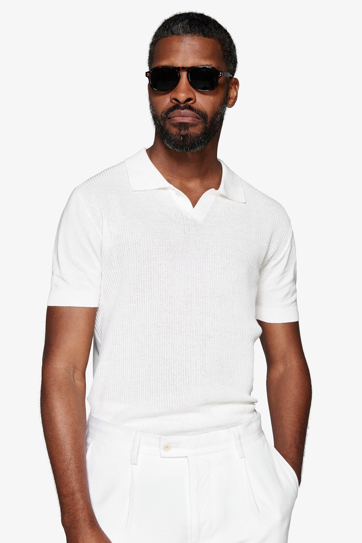 Polo in maglia armaturata panna-Dan John