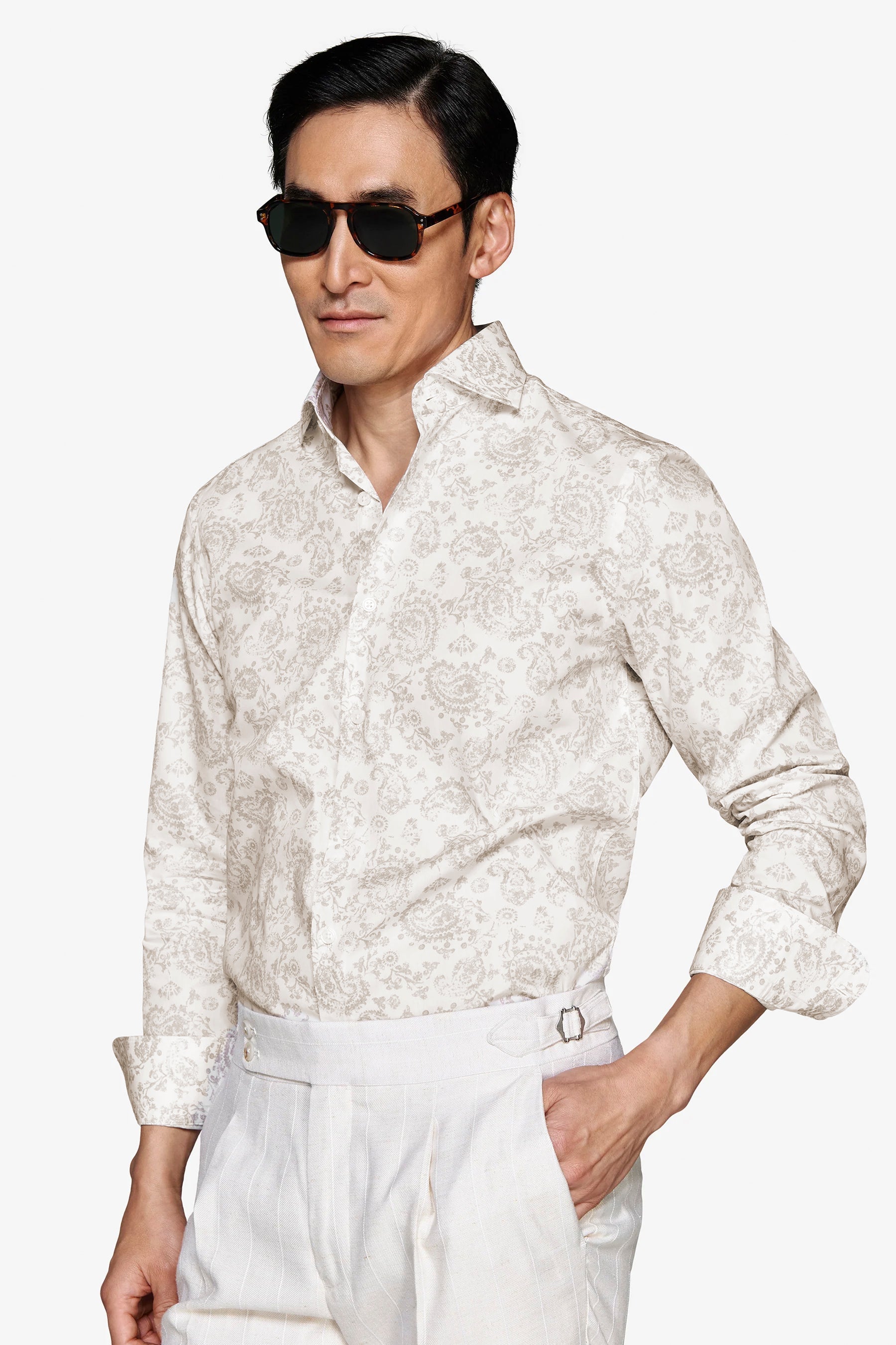 Camicia stampa cashmere sabbia-Dan John