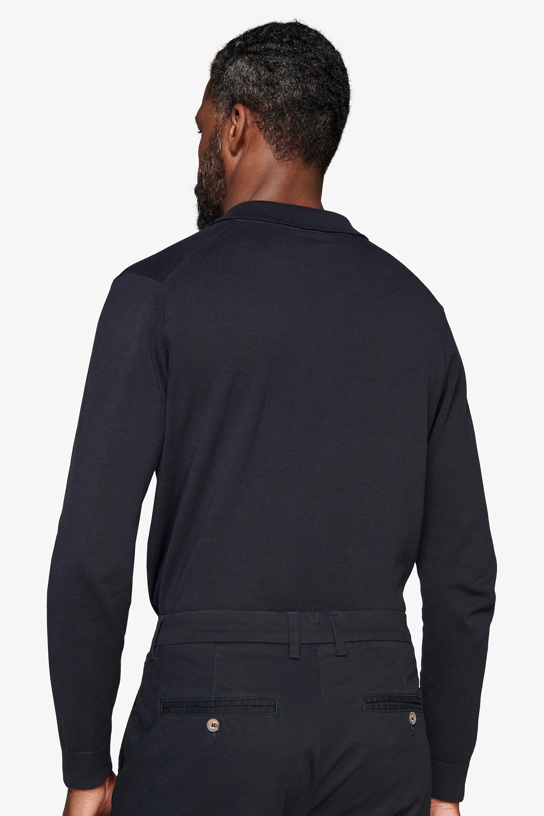 Polo in maglia con bottoni navy-Dan John