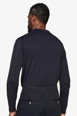 Polo in maglia con bottoni navy-Dan John