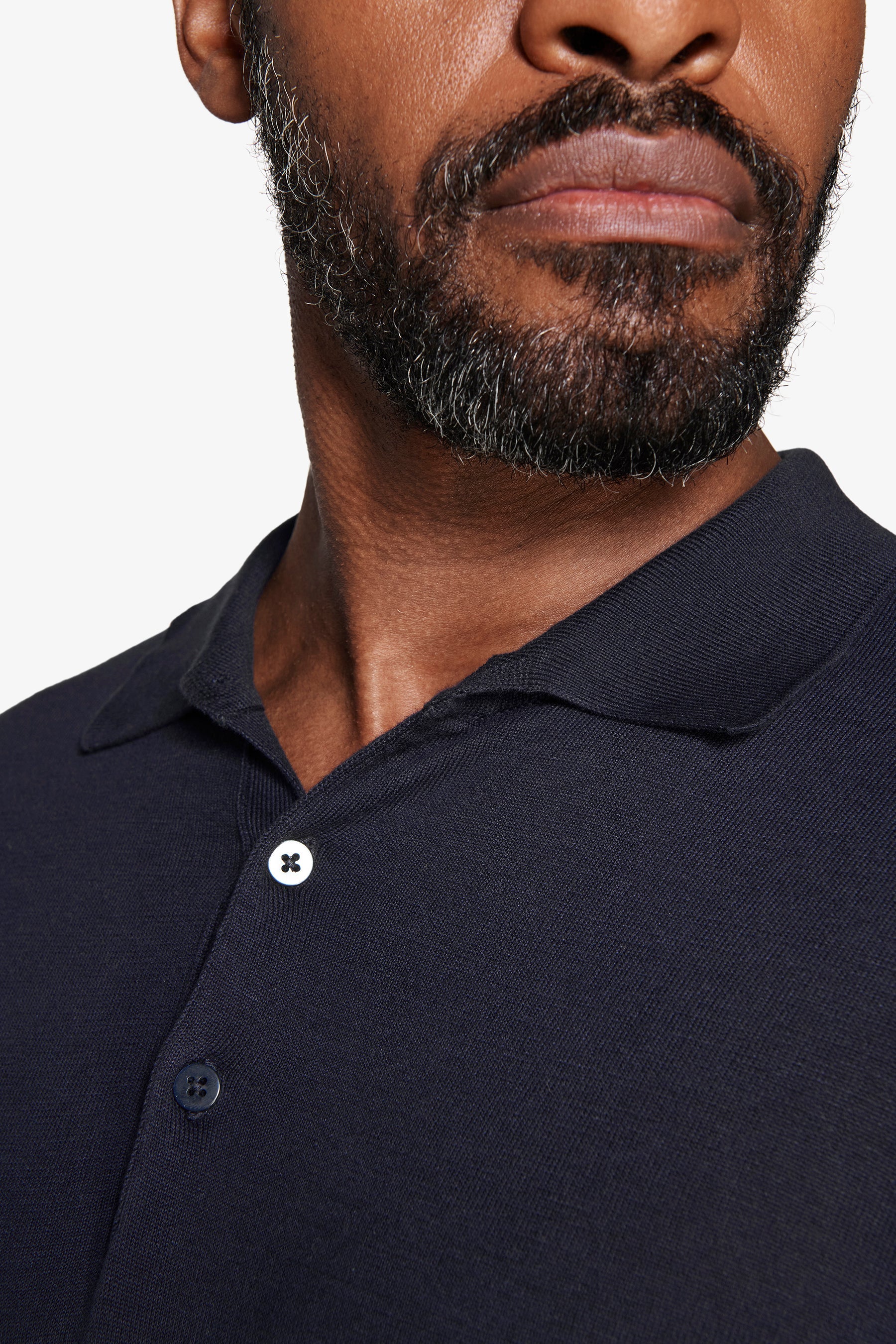 Polo in maglia con bottoni navy-Dan John
