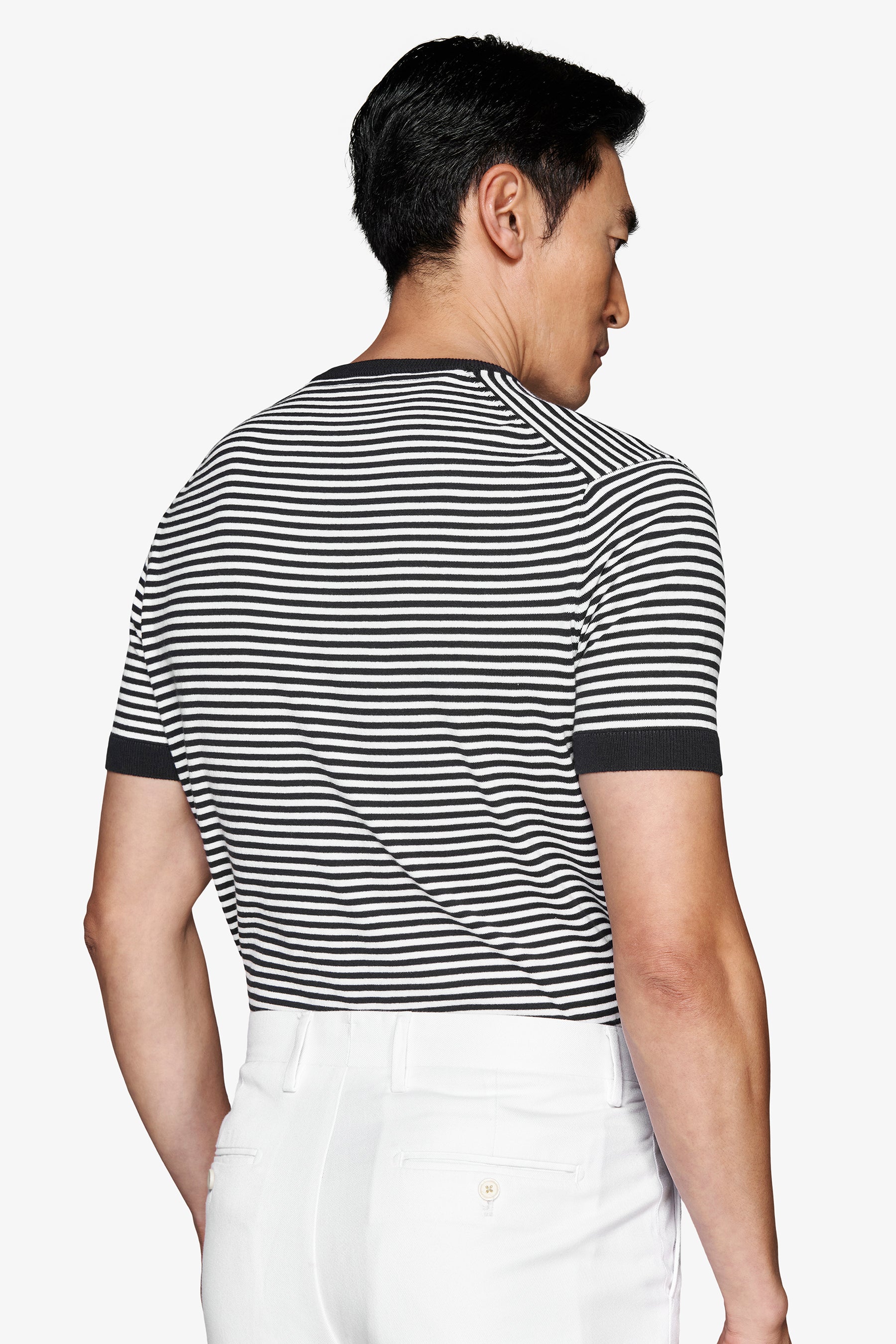 Maglia girocollo a righe blu-Dan John