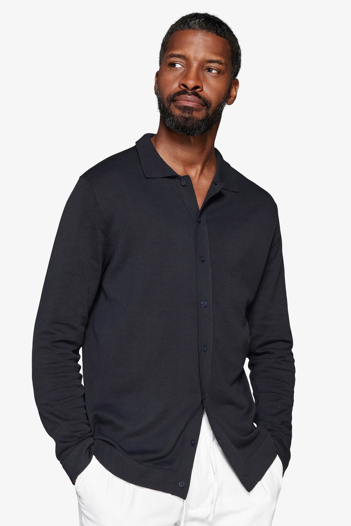 Camicia in maglia navy-Dan John