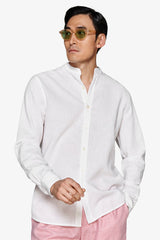 Cream Korean linen blend shirt