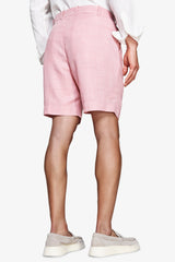 Linen blend Bermuda shorts with pink pleats