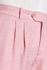 Linen blend Bermuda shorts with pink pleats