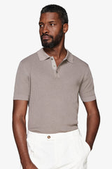 Polo in maglia doppia costina tortora-Dan John