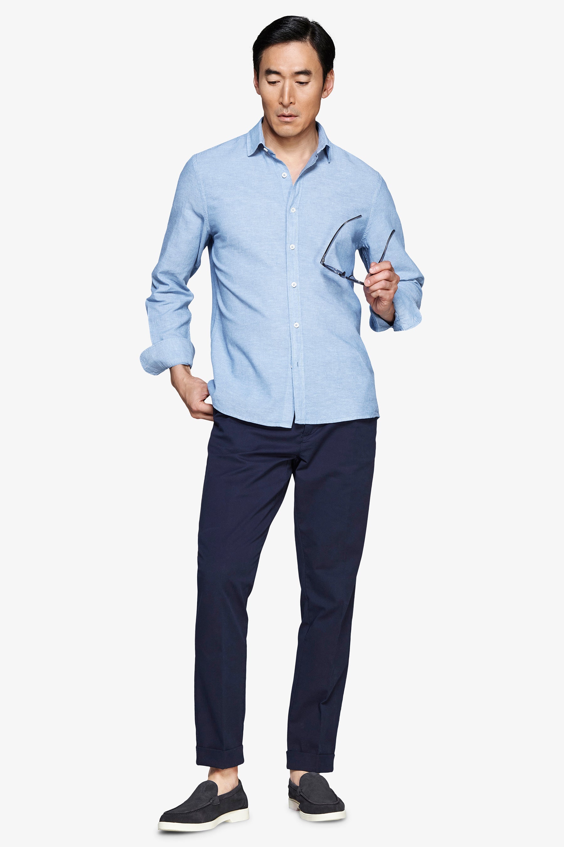 Camicia misto lino relaxed celeste-Dan John