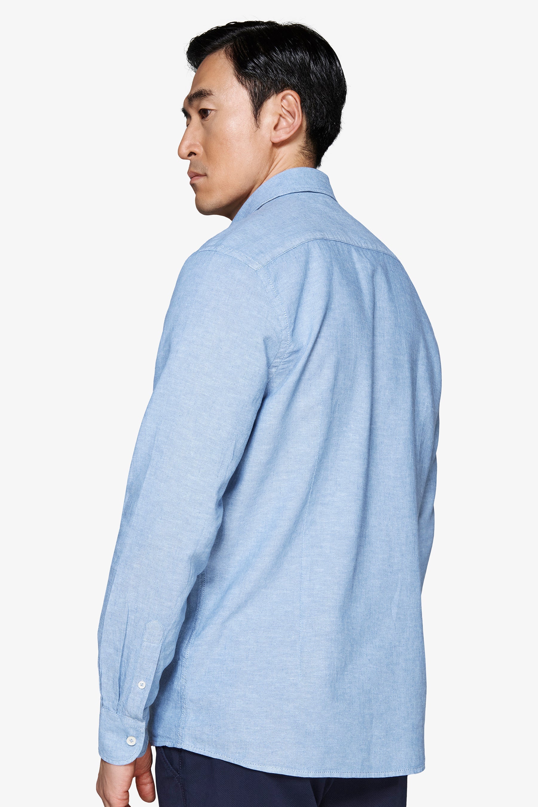 Camicia misto lino relaxed celeste-Dan John