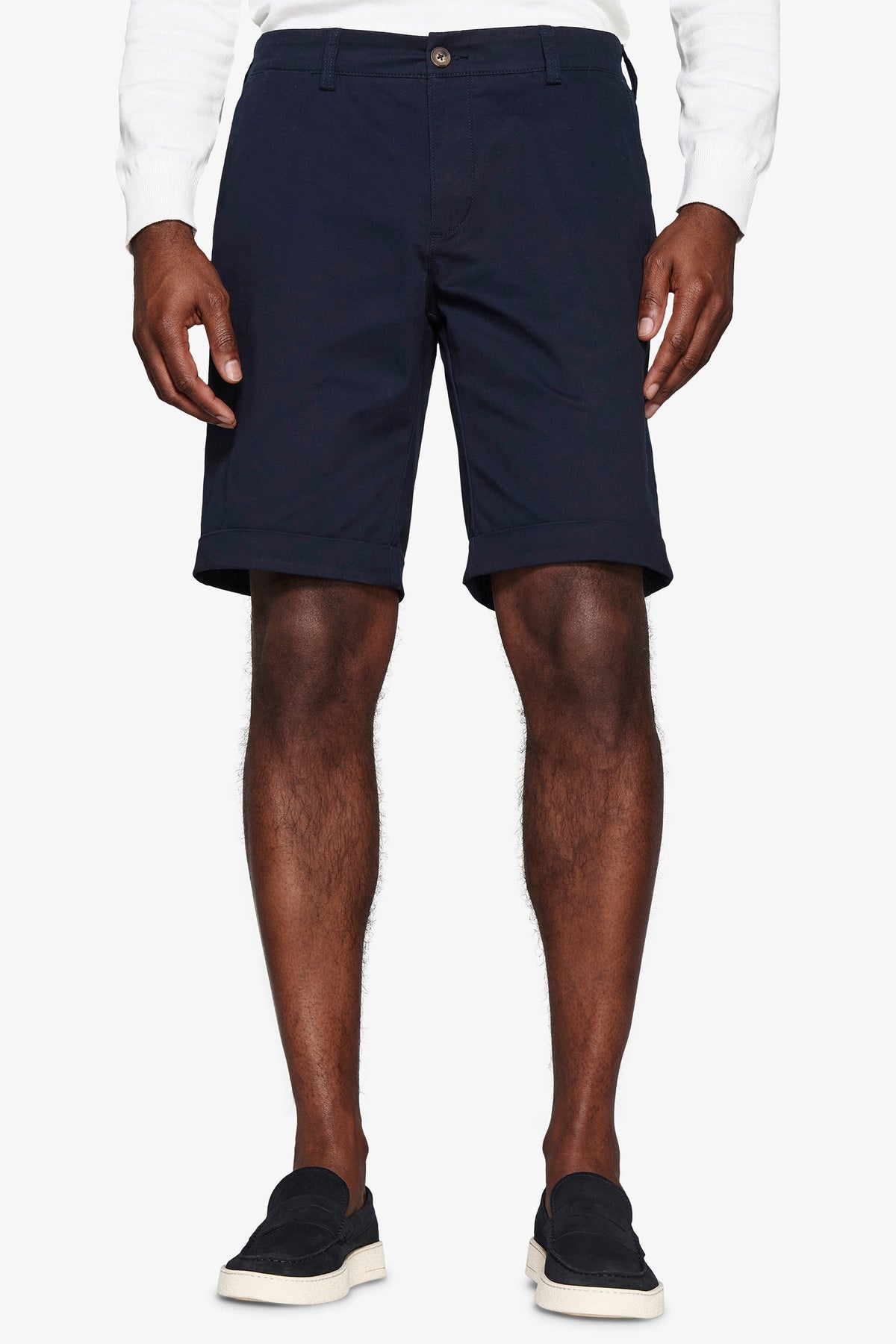 Bermuda chino basic in cotone blu-Dan John