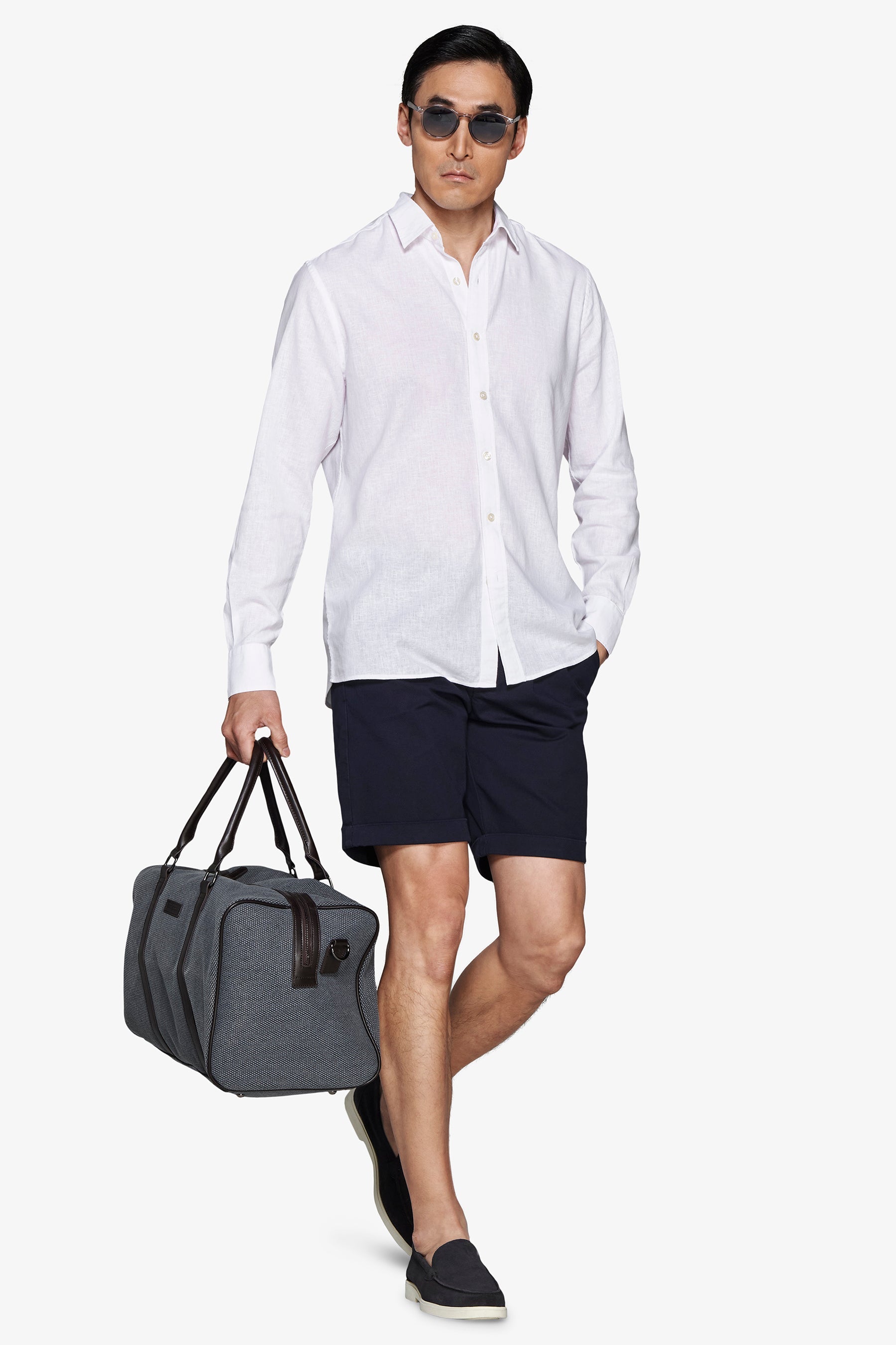Camicia misto lino relaxed bianca-Dan John