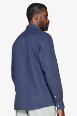 Camicia misto lino relaxed blu-Dan John