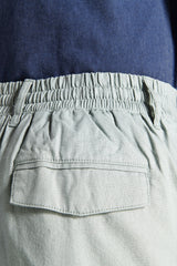 Green linen blend Bermuda shorts