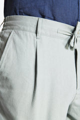 Green linen blend Bermuda shorts