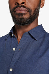 Camicia misto lino relaxed blu-Dan John