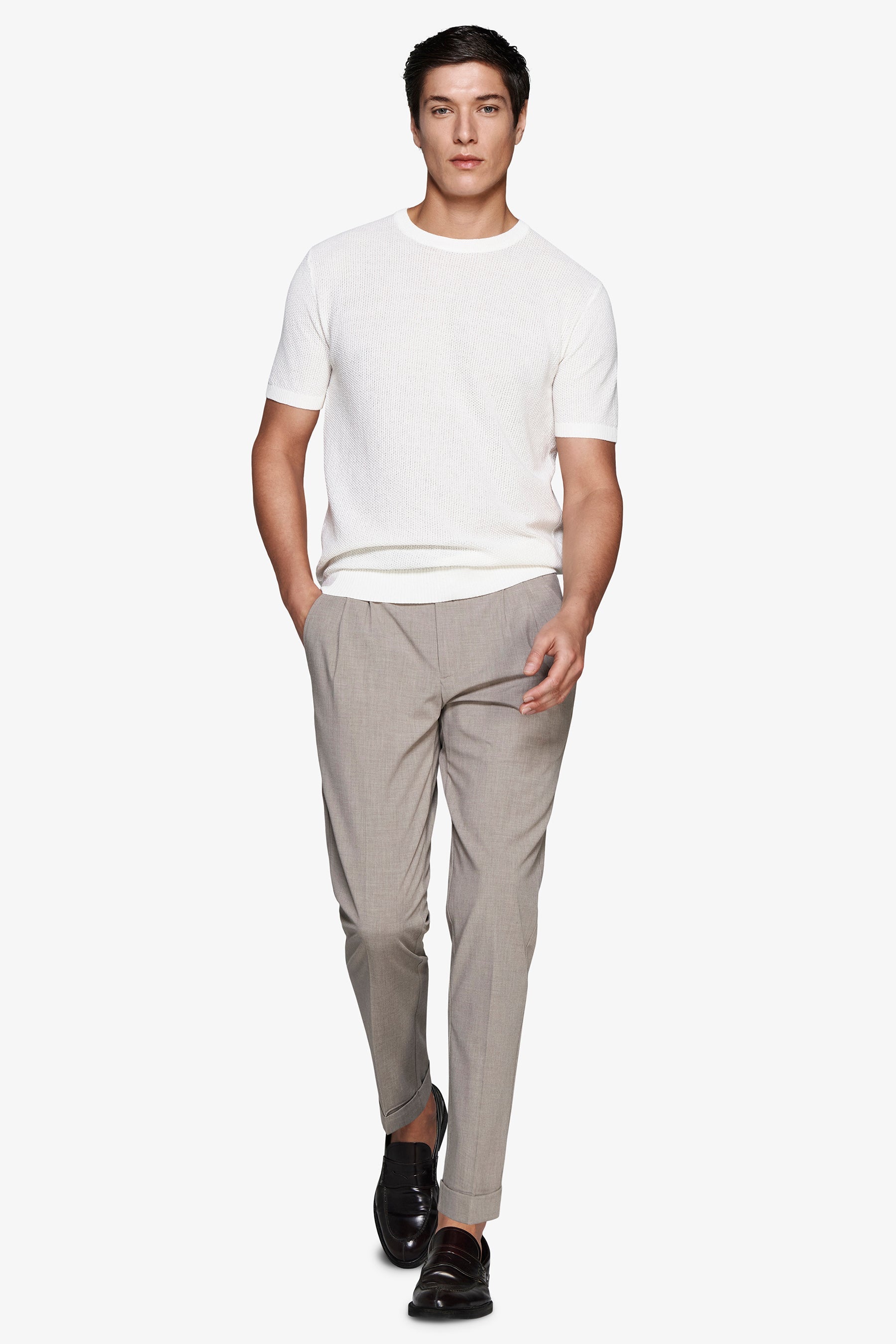 Maglia misto lino armaturata panna-Dan John