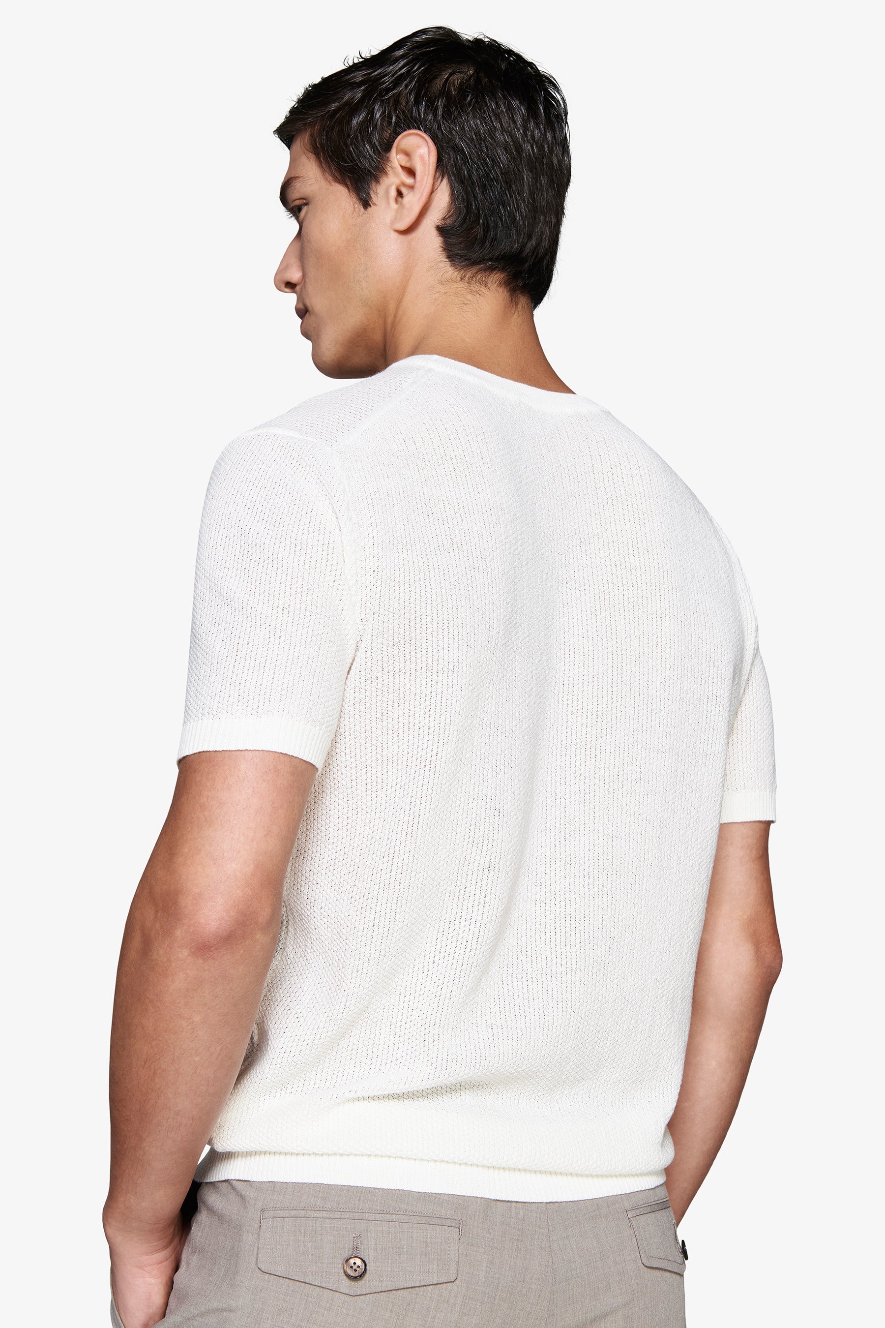 Maglia misto lino armaturata panna-Dan John