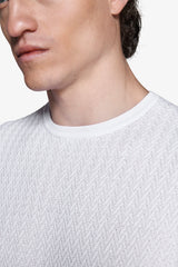 White woven crew neck sweater