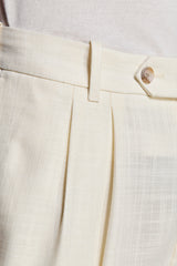 Linen blend Bermuda shorts with butter pleats