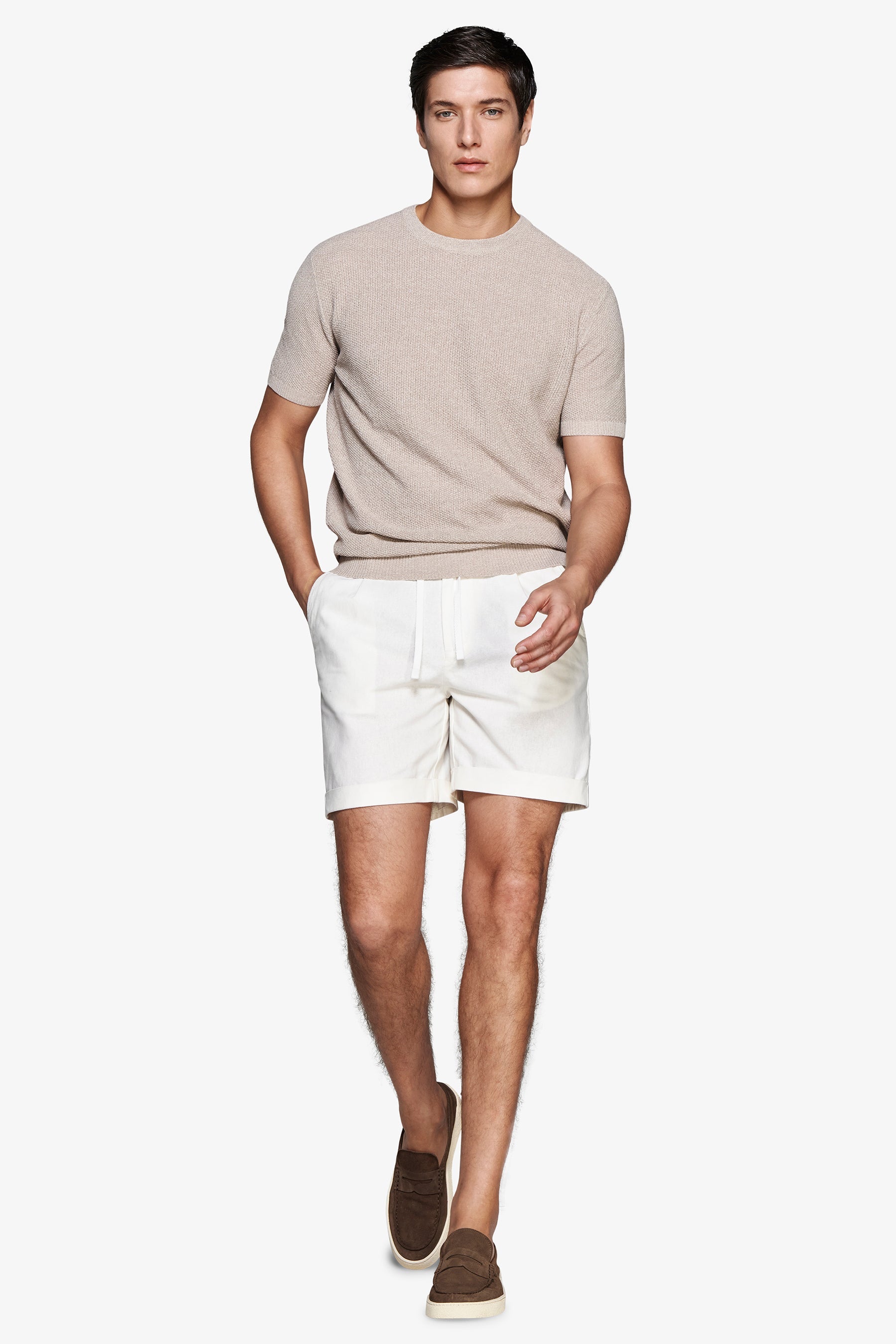 Maglia misto lino armaturata tortora-Dan John