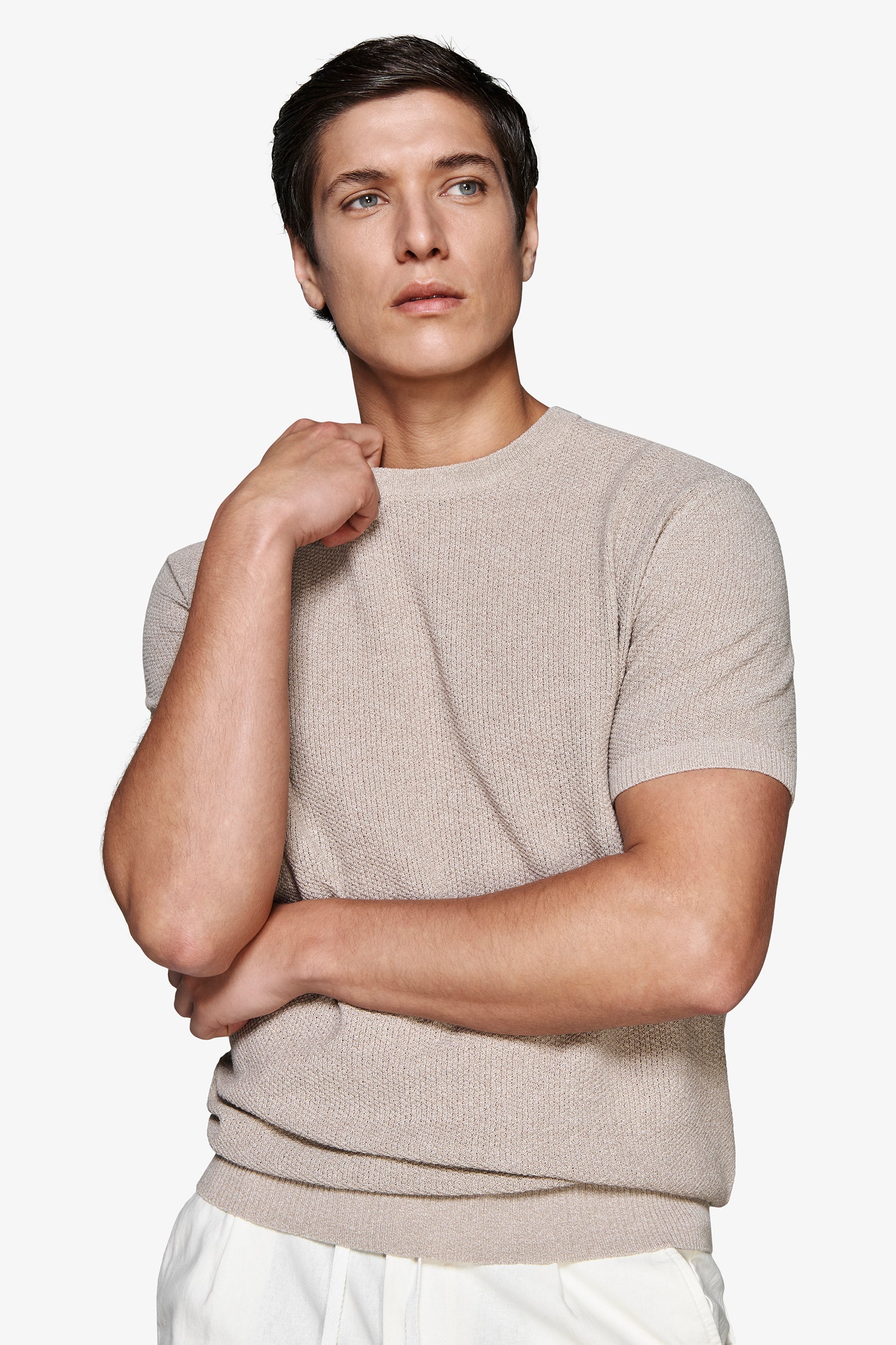 Maglia misto lino armaturata tortora-Dan John
