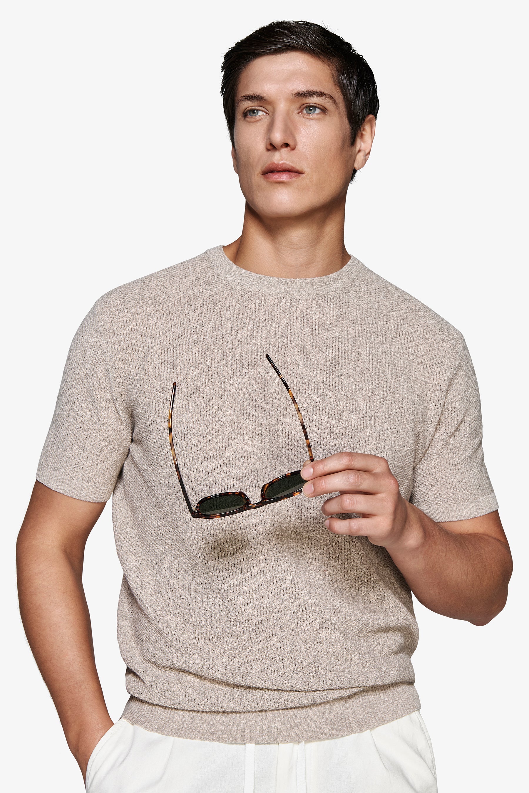 Maglia misto lino armaturata tortora-Dan John
