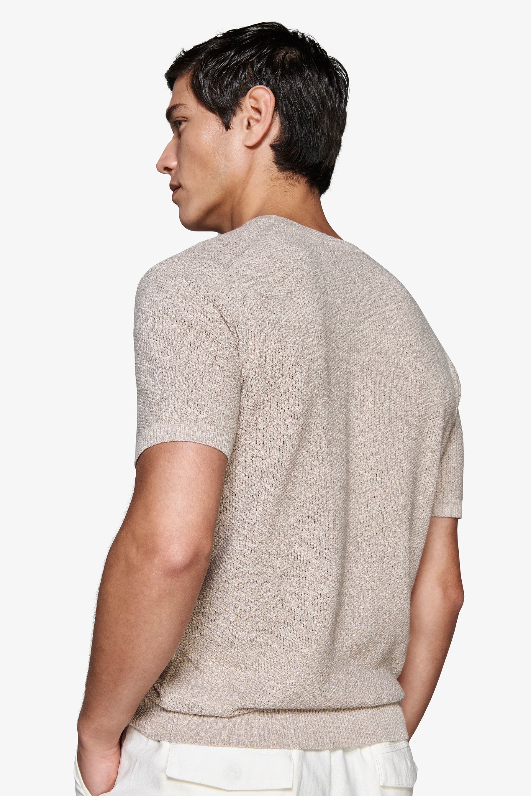 Maglia misto lino armaturata tortora-Dan John
